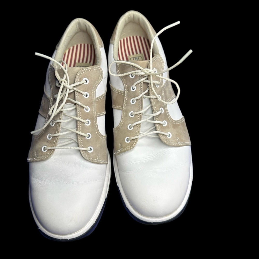 Women's Footjoy Contour Series Golf Shoes White Tan Soft Spikes 94062 Size 9